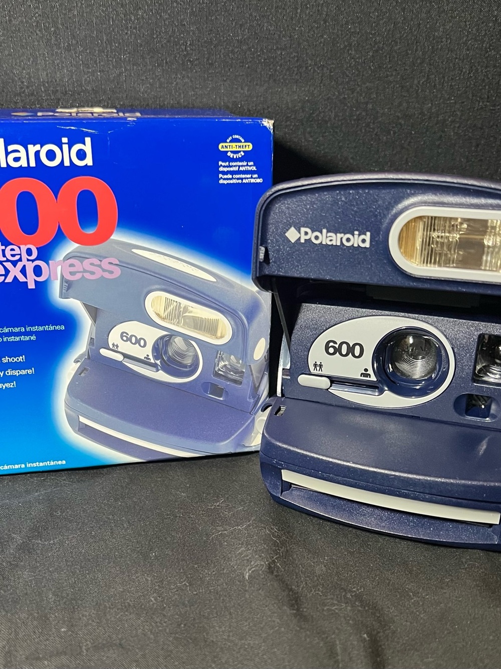 Polaroid 600 Step Express Instant Camera - Dark Blue with White Accents